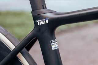 Detail of Caleb Ewan's Ridley prototype race bike