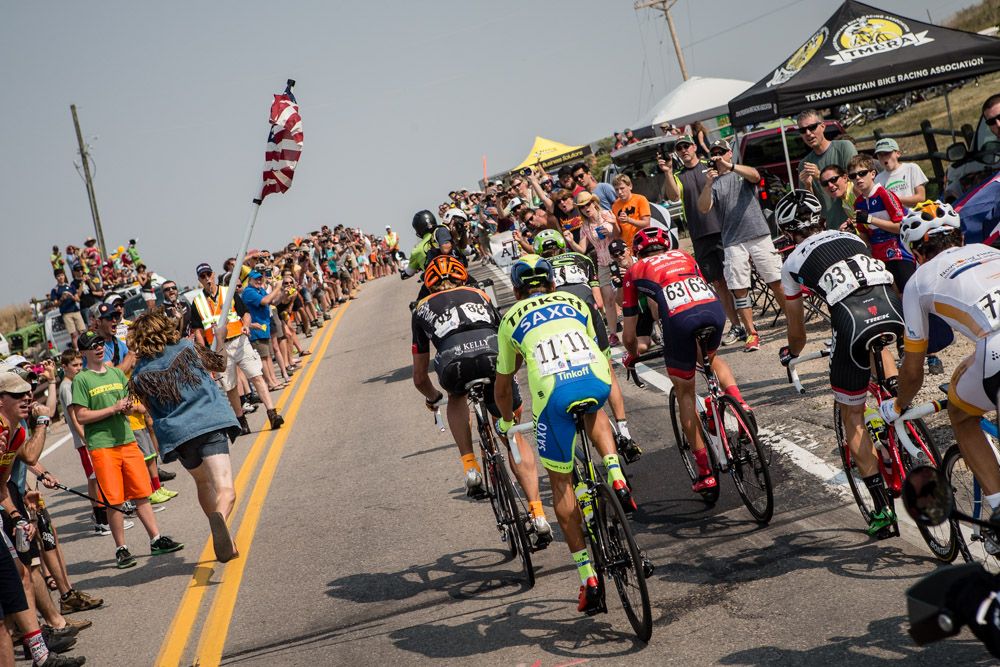 The breakaway goes over the final KOM
