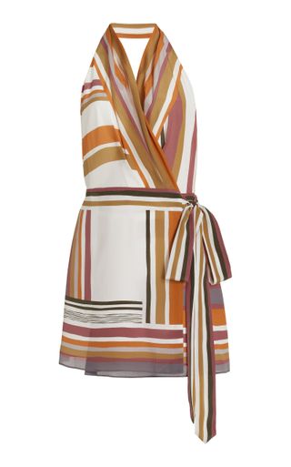 Exclusive Caprera Wrapped Silk Halter Mini Dress