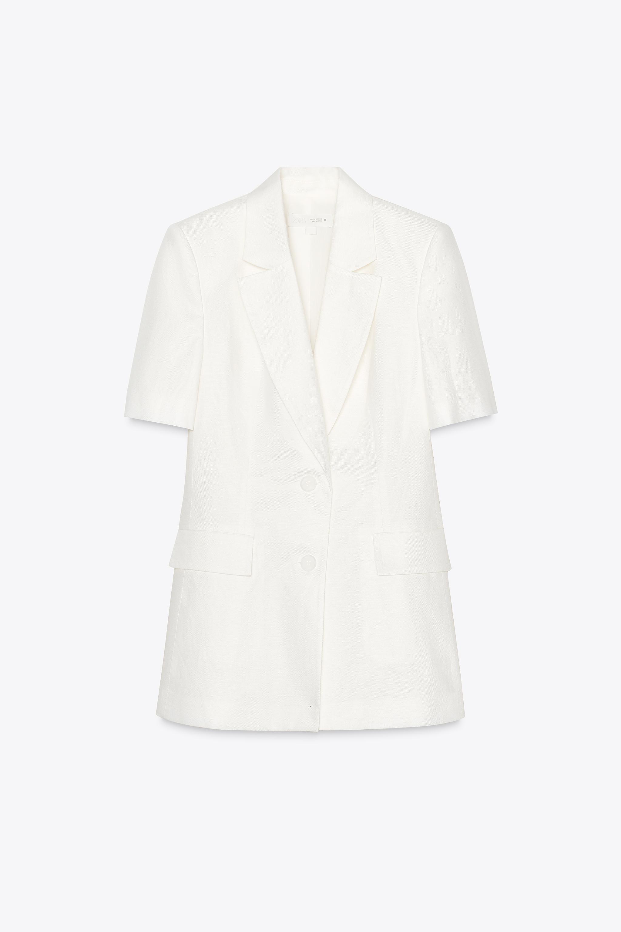 Fitted Short Sleeve Linen Blazer