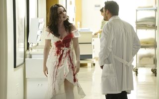 Grey's Anatomy Season 16 Halloween episode bloody dress Jo and Alex ABC