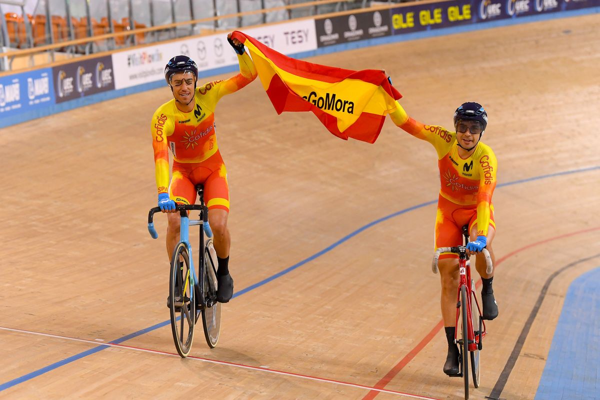 2020 UEC Track European Championships Plovdiv 5th Day 15112020 Madison Men Sebastian Mora Spain Albert Torres Spain photo Dario BelingheriBettiniPhoto2020