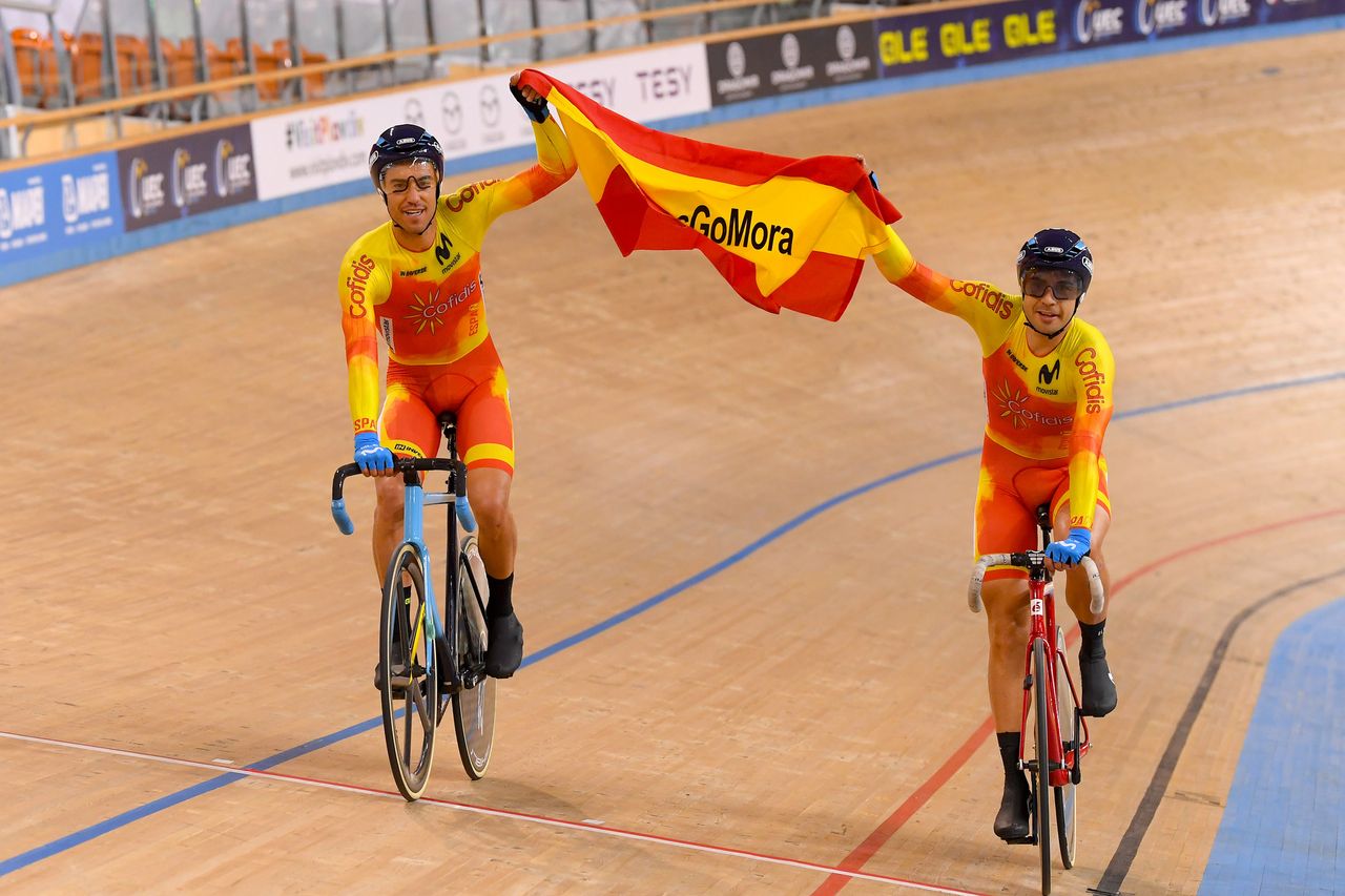 2020 UEC Track European Championships Plovdiv 5th Day 15112020 Madison Men Sebastian Mora Spain Albert Torres Spain photo Dario BelingheriBettiniPhoto2020