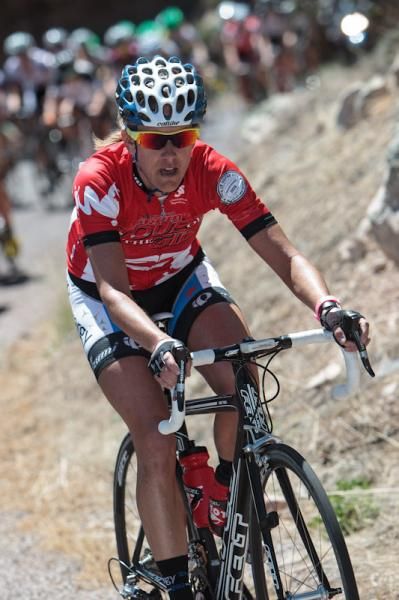 Kristin Armstrong (Exergy) at the base of the Sapillo climb.