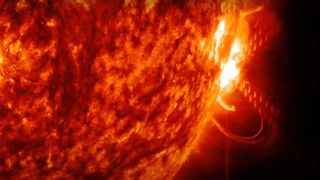 The sun erupts with an X3.4 solar flare on May 15, 2024 in this view from NASA's Solar Dynamics Observatory spacecraft.