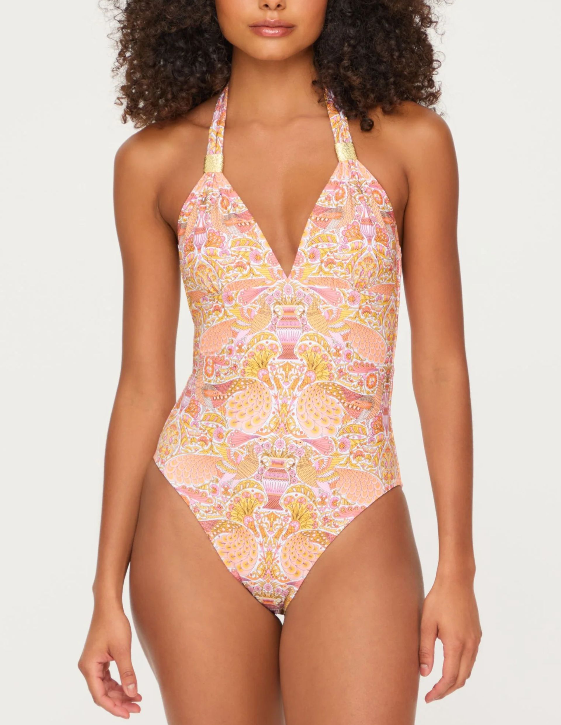 Oscars Palace Slider Halterneck Swimsuit - Made With Liberty Fabric - on model 