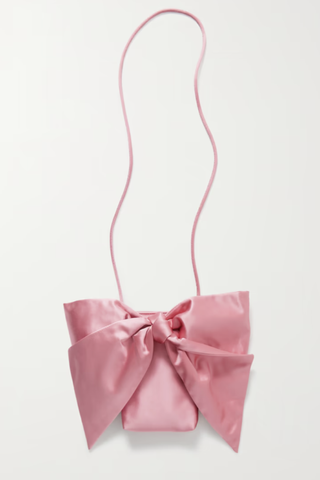 Violet Bow-Embellished Satin Shoulder Bag