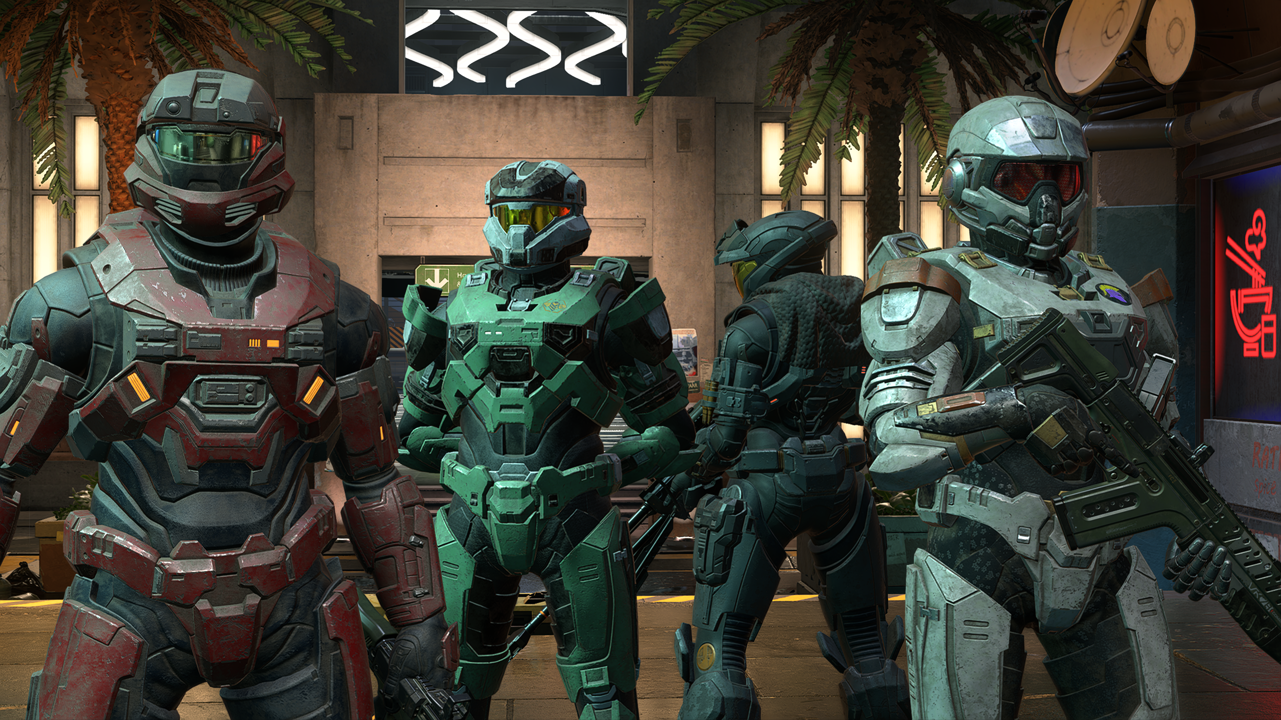 A lineup of halo spartans