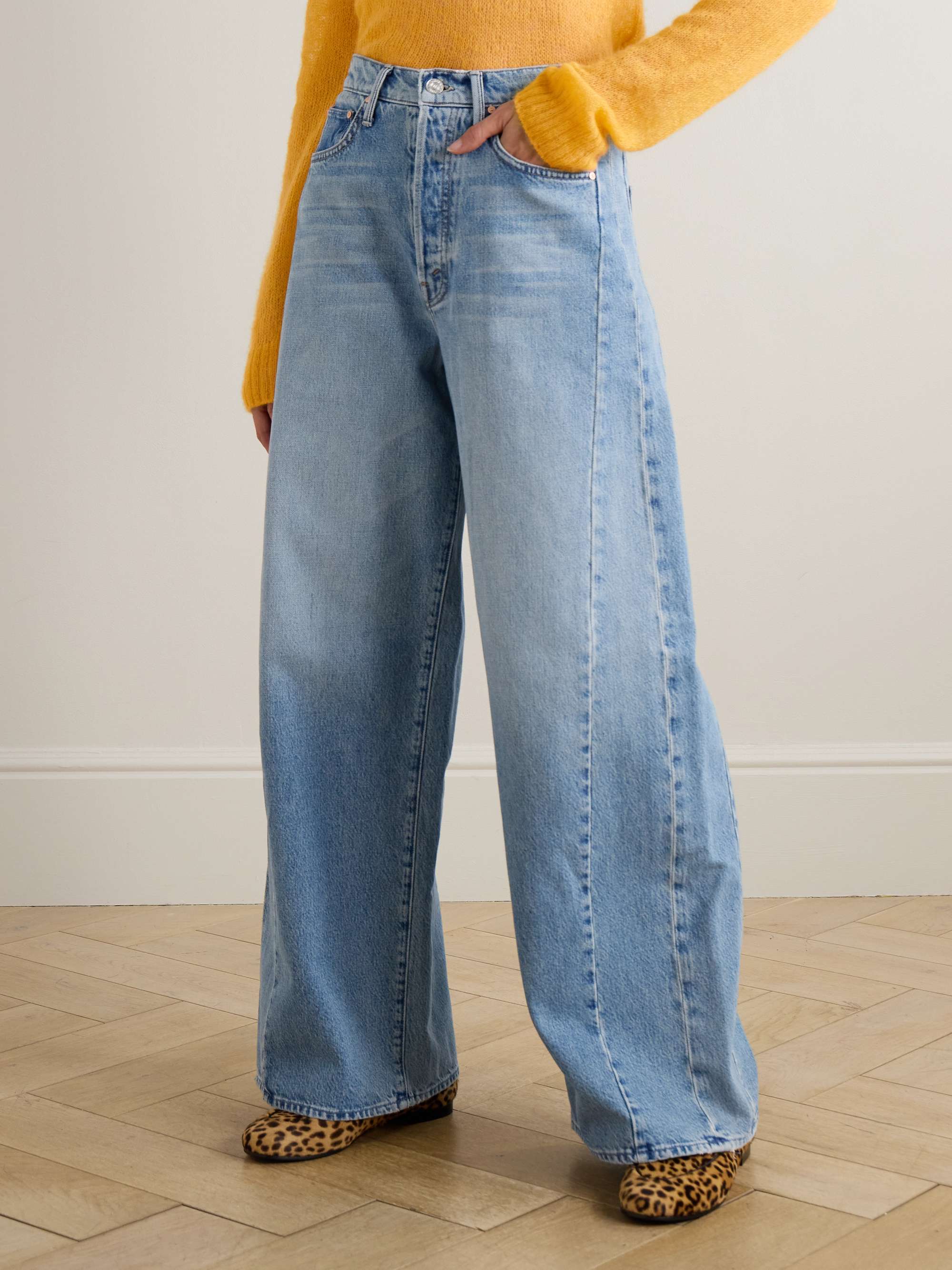 The Pipe Dream Button Sneak High-Rise Wide-Leg Jeans