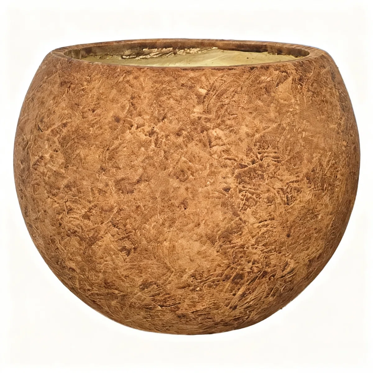 Large Round Fiberstone Planter in textured camel