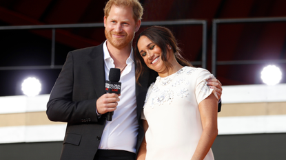 Prince Harry, Duke of Sussex and Meghan, Duchess of Sussex speak onstage during Global Citizen Live, New York on September 25, 2021 in New York City.