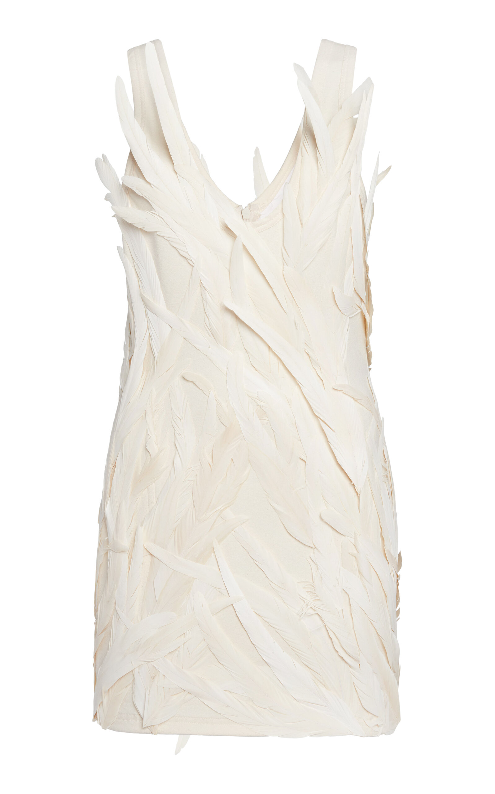 Moda Exclusive Feather-Embellished Cotton Mini Dress