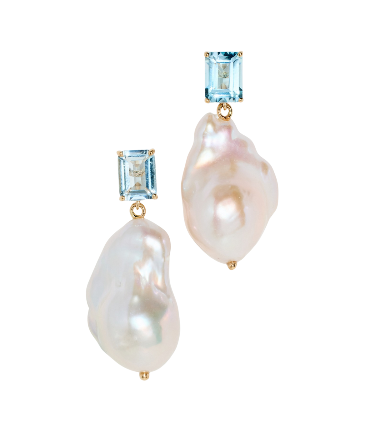 Mateo , 14k Blue Topaz and Baroque Pearl Drop Earrings