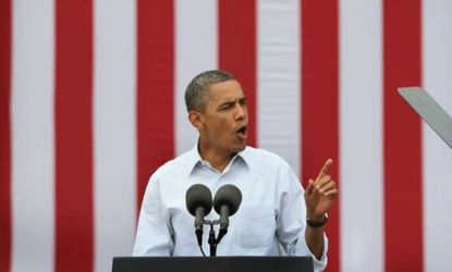 President Obama speaks in Iowa on Aug. 15: A few days later, in New Hampshire, the president charged that Paul Ryan would slash Mitt Romney's tax rate.