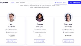 Screenshot of tutor profiles from Learner.com
