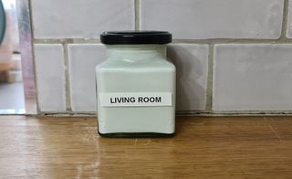 Using food jars for your spare paint is a great DIY hack