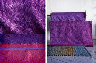 Purple patterned fabric and rugs