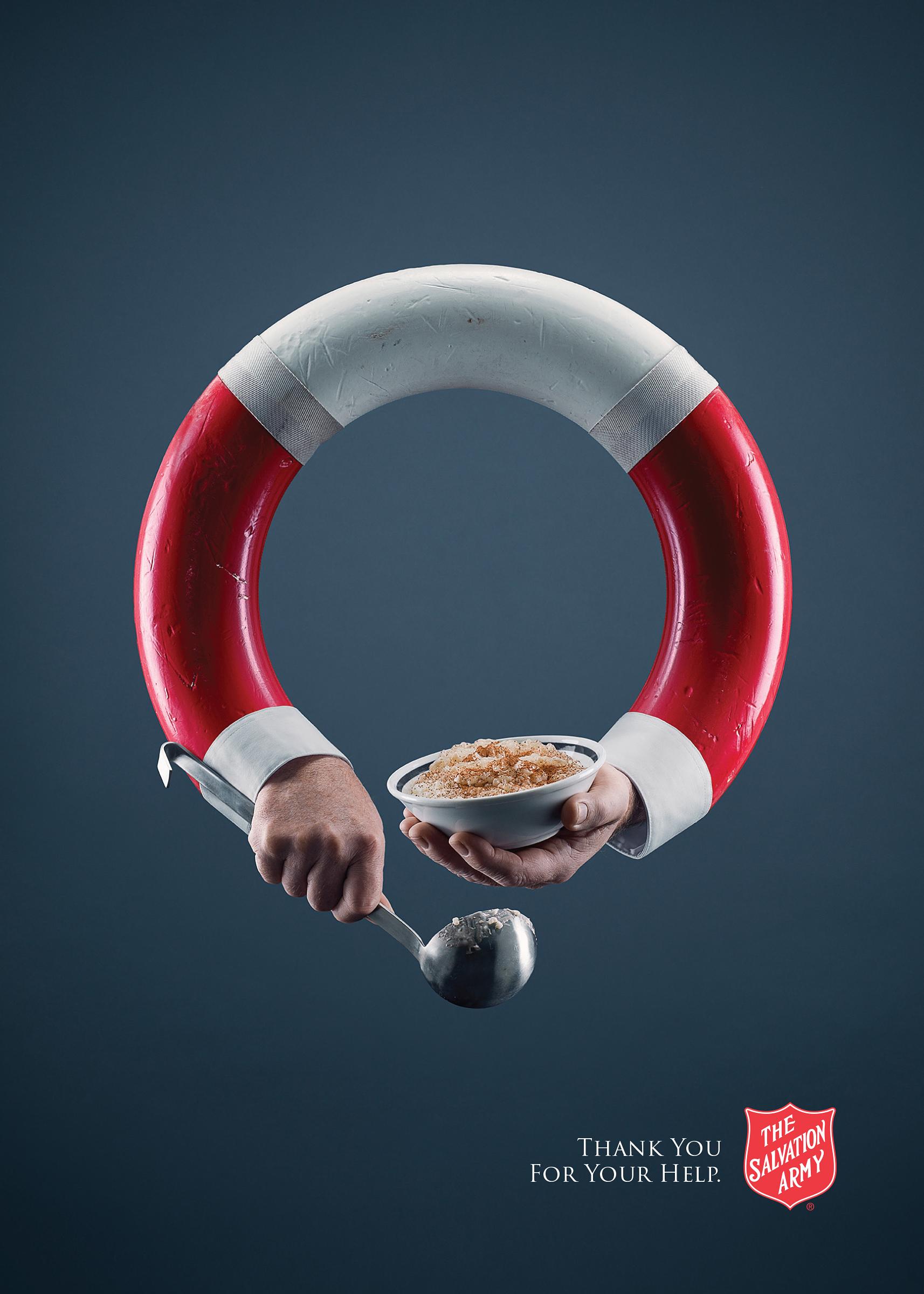 Make It Simple uses colour alone to add a Christmas theme to this Salvation Army ad
