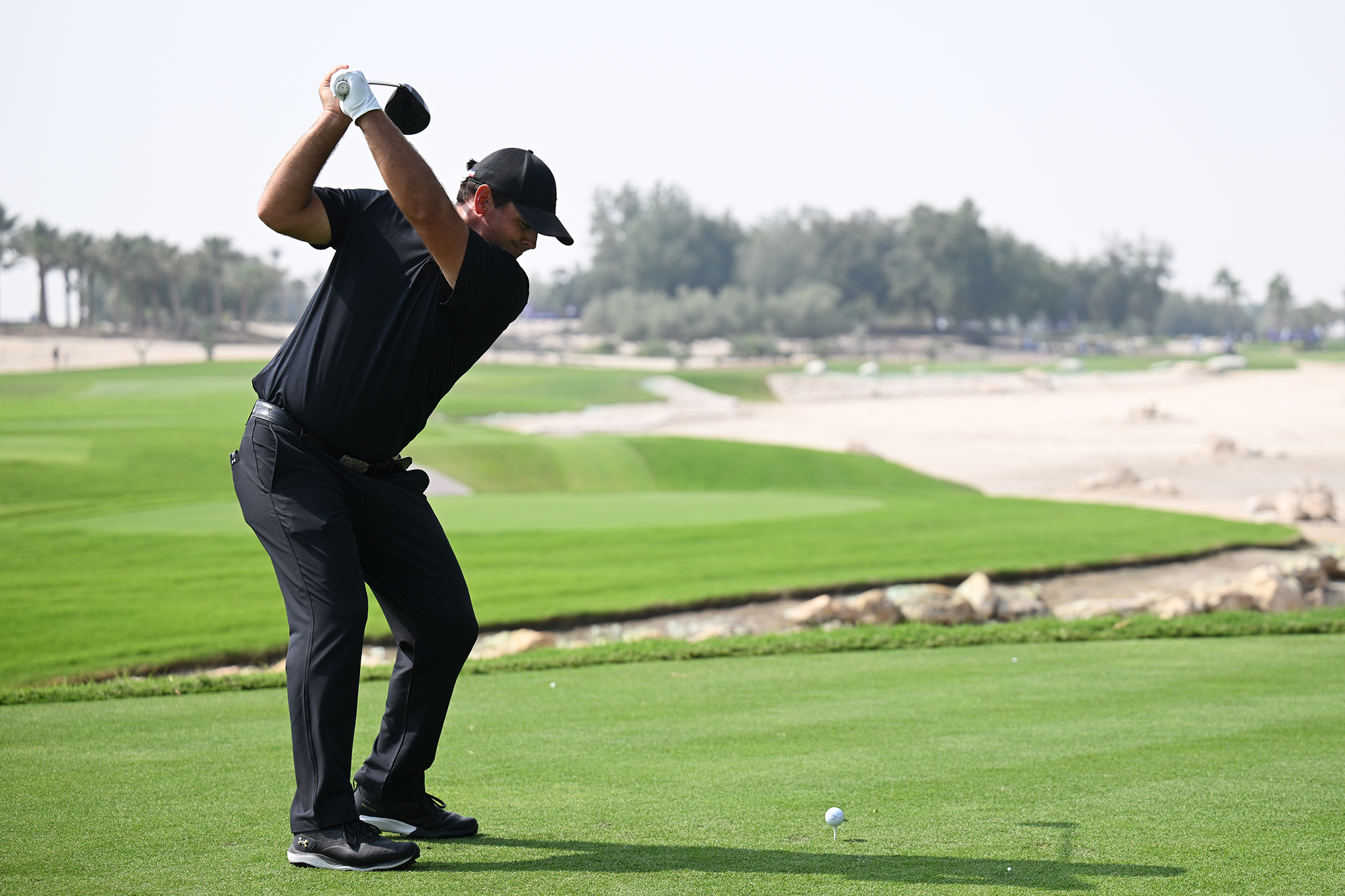 Patrick Reed at the top of backswing with driver