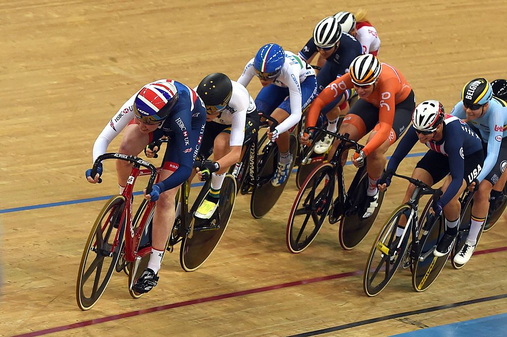 Katie Archibald (Great Britain) at the front in the women's omnium