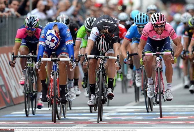Nacer Bouhanni (FDJ) throws his bike at the finish
