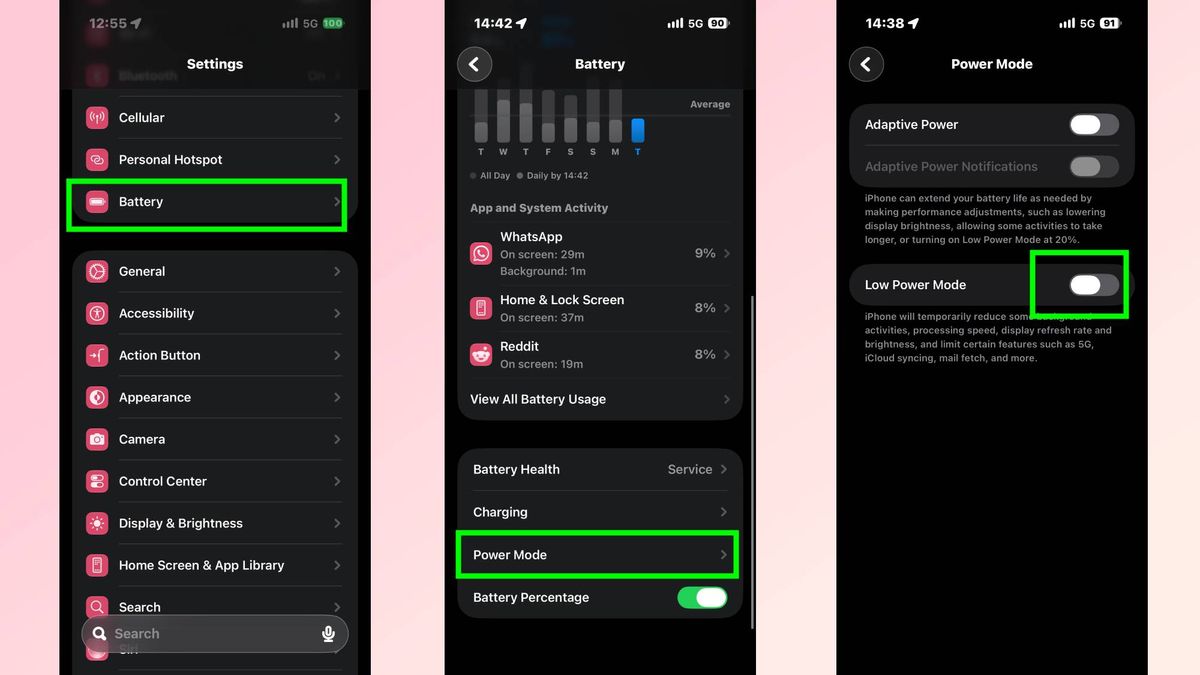 How to toggle off power mode on iPhone