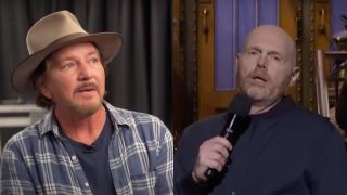 Side by side of Pearl Jam's Eddie Vedder and comedian Bill Burr.