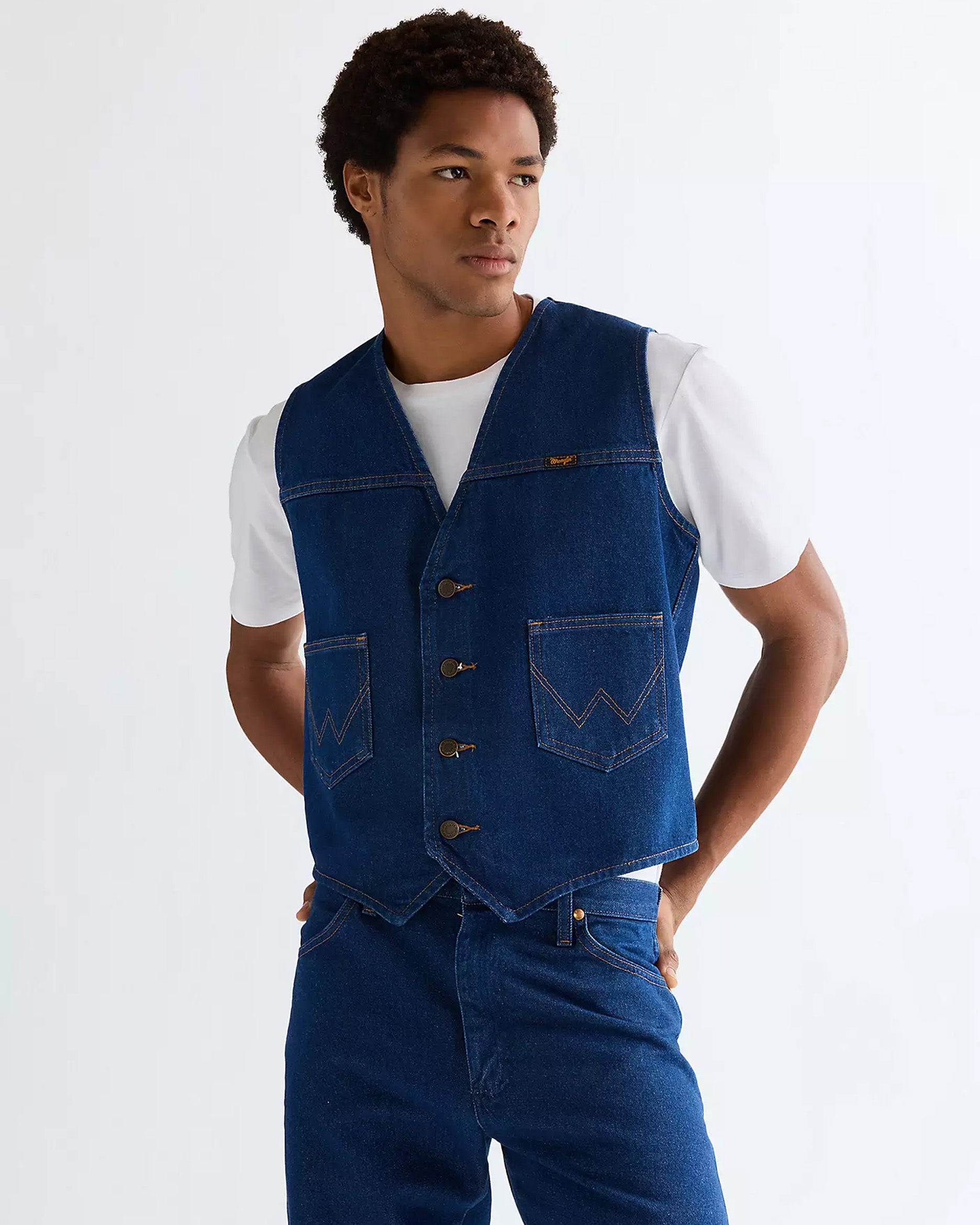 Wrangler Cowboy Cut Vest - Prewashed Indigo - M
