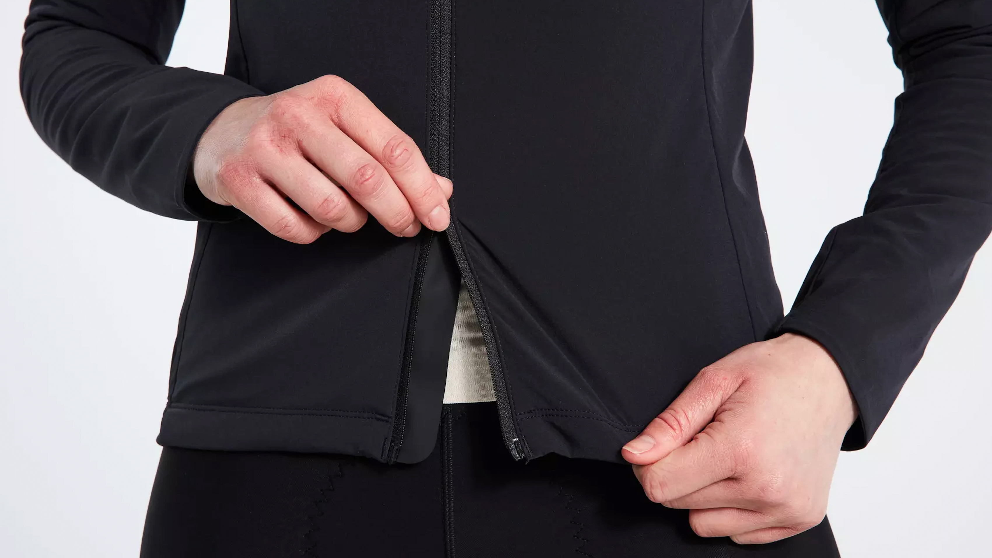 Close up details of the Specialized Prime-Series Alpha Jacket in Black