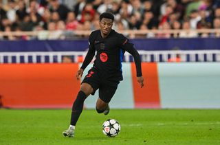 Alejandro Balde of FC Barcelona during the UEFA Champions League 2024/25 League Phase MD1 match between AS Monaco and FC Barcelona at Stade Louis II on September 19, 2024 in Monaco, Monaco.