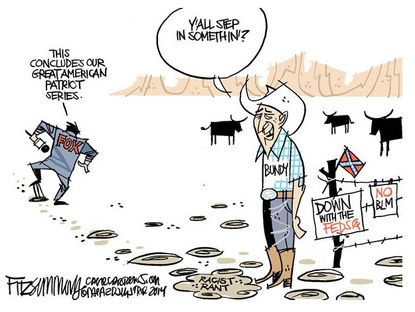Editorial cartoon Cliven Bundy racist Fox News