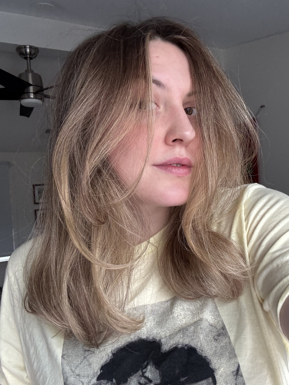 Sophia Vilensky after using Moroccanoil Mousse and blowing out her hair.