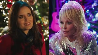 Danica McKellar and Dolly Parton are shown in the trailer for Hallmark's Christmas at Dollywood.
