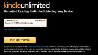 Kindle Unlimited two-month free trial deal