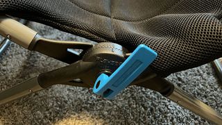 Playseat Challenge X review image showcasing the blue flashes in the Logitech edition