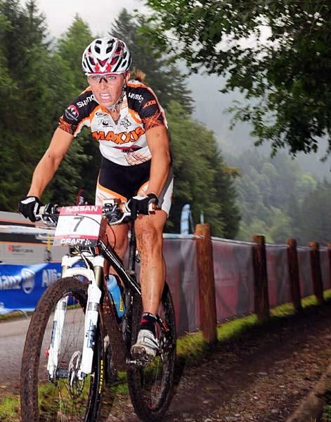 Marie-Helene Premont (Maxxis-Rocky Mountain) on a long straightaway