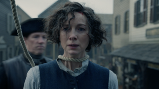Claire on the gallows about the be hanged in Outlander Season 7 teaser trailer