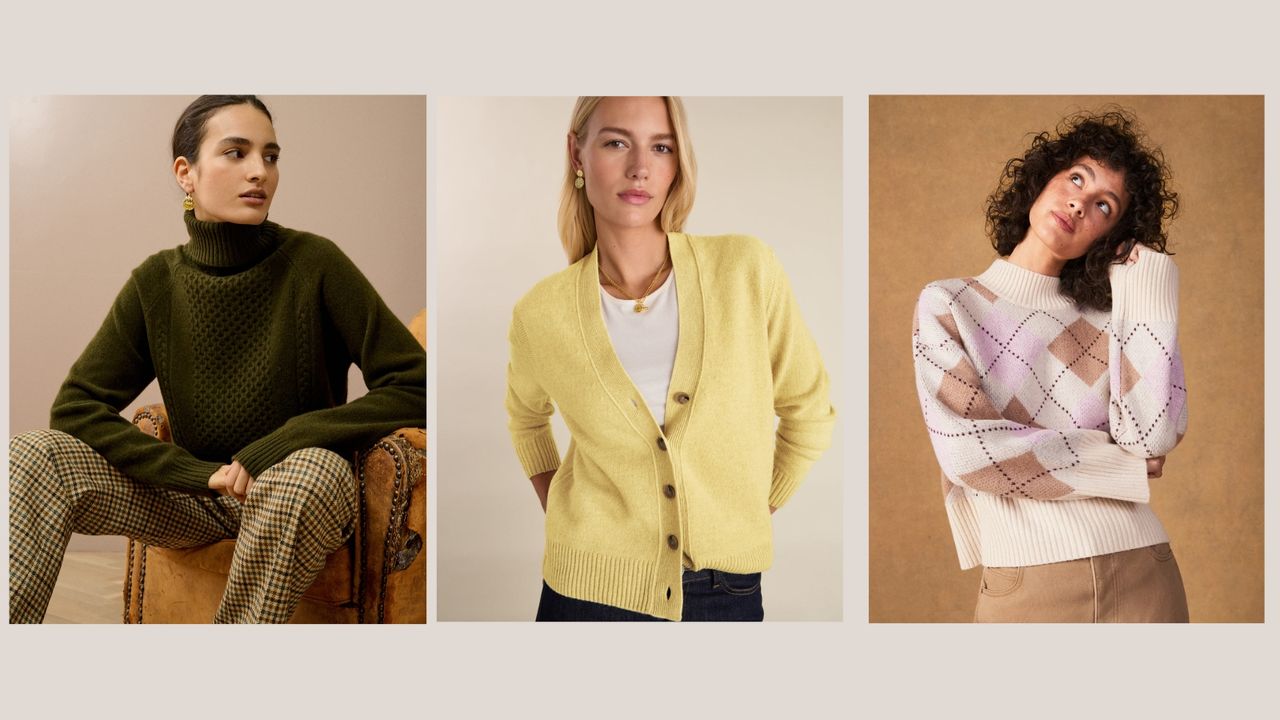 3 models wearing the best wool jumpers
