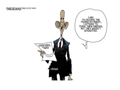Obama cartoon prisoner swap