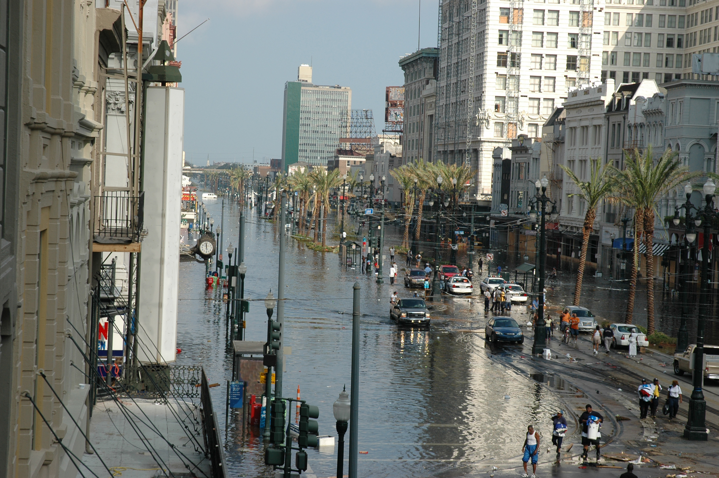 Submerged street in New Orleans after Hurricane Katrina