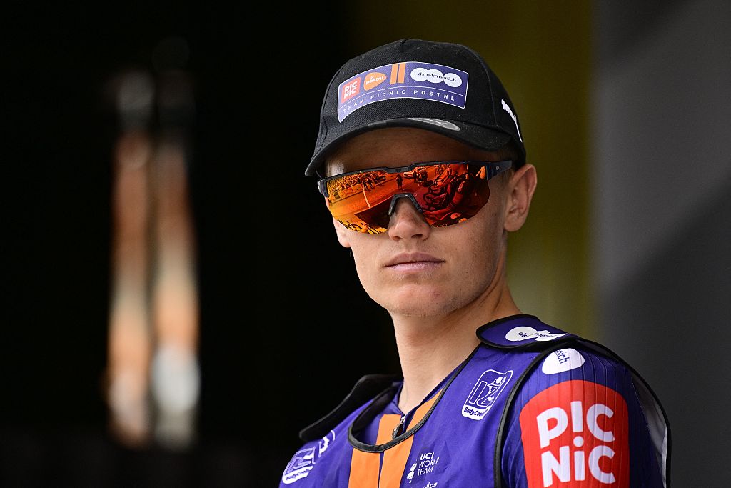 British Oscar Onley of Team Picnic PostNL pictured at the start of stage 15 of the 2025 Tour de France cycling race, from Muret to Carcasonne (169 km), on Sunday 20 July 2025 in France. The 112th edition of the Tour de France starts on Saturday 5 July in Lille, France, and will finish in Paris, France on the 27th of July. BELGA PHOTO DIRK WAEM (Photo by DIRK WAEM / BELGA MAG / Belga via AFP)