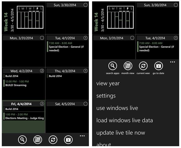 Week View 8, your Windows Phone schedule one week at a time | Windows ...