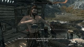 Best Skyrim mods - Juryk, one of the new companions added by the Interesting NPCs mod, describes his pastime of choice: mudcrab battles.