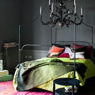 charcoal and green bedroom