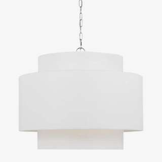 A white tiered pendant light from McGee & Co.