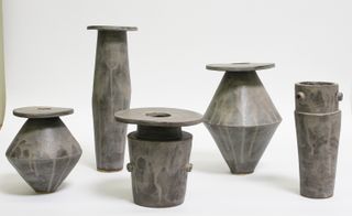 Tube series ceramics in grey by Bari Ziperstein