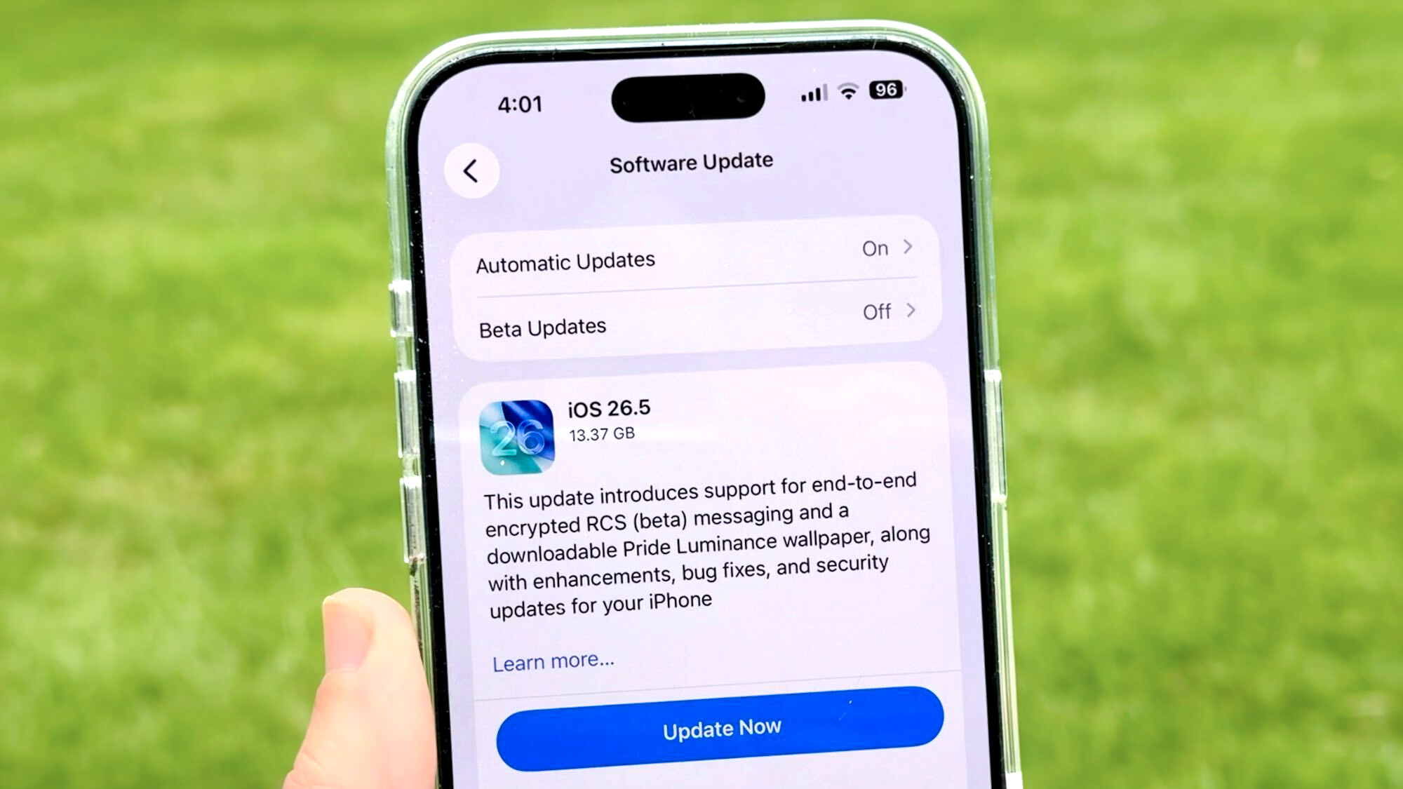 iOS 26.5 update screen on iPhone 17 Pro