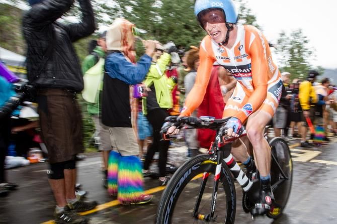 Ben King (Garmin Sharp) raced the time trial in the most aggressive jersey