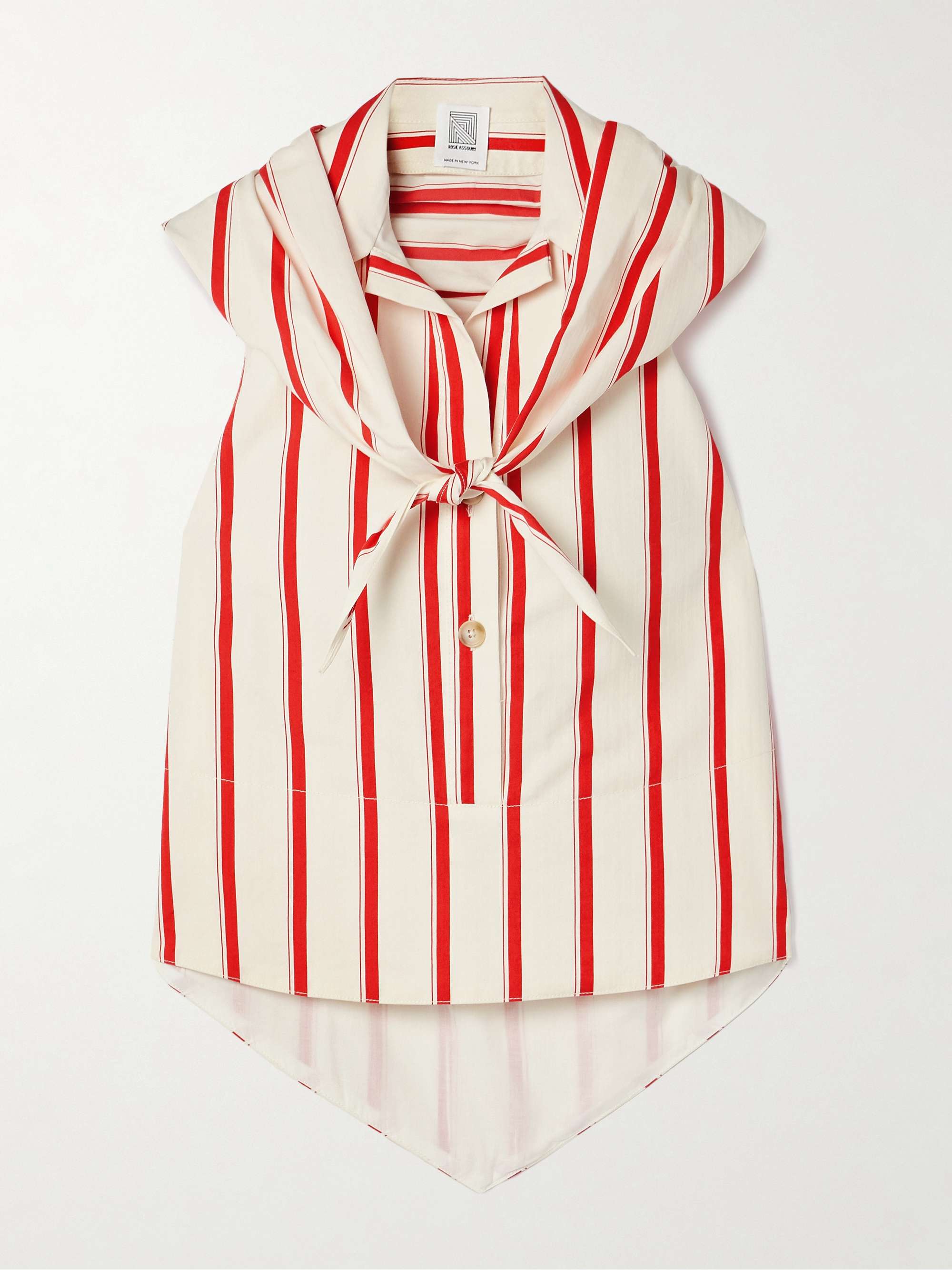 Kerchief Striped Herringbone Cotton-Blend Halterneck Top