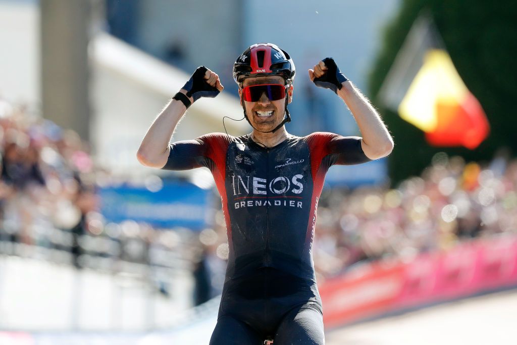 ROUBAIX FRANCE APRIL 17 Dylan Van Baarle of Netherlands and Team INEOS Grenadiers celebrates winning in the Roubaix Velodrome Vlodrome Andr Ptrieux during the 119th ParisRoubaix 2022 Mens Elite a 2572km one day race from Compigne to Roubaix ParisRoubaix WorldTour on April 17 2022 in Roubaix France Photo by Bas CzerwinskiGetty Images